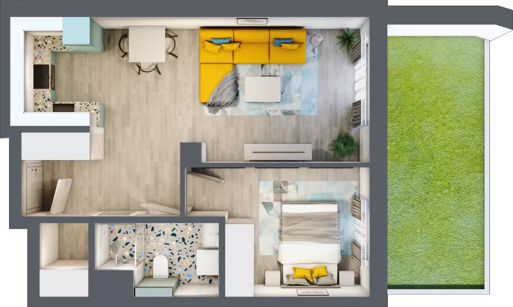 2 pokoje, mieszkanie 44,55 m², parter, oferta nr B1/8, Leśna Góra, Gdańsk, Brętowo, Niedźwiednik, ul. Leśna Góra