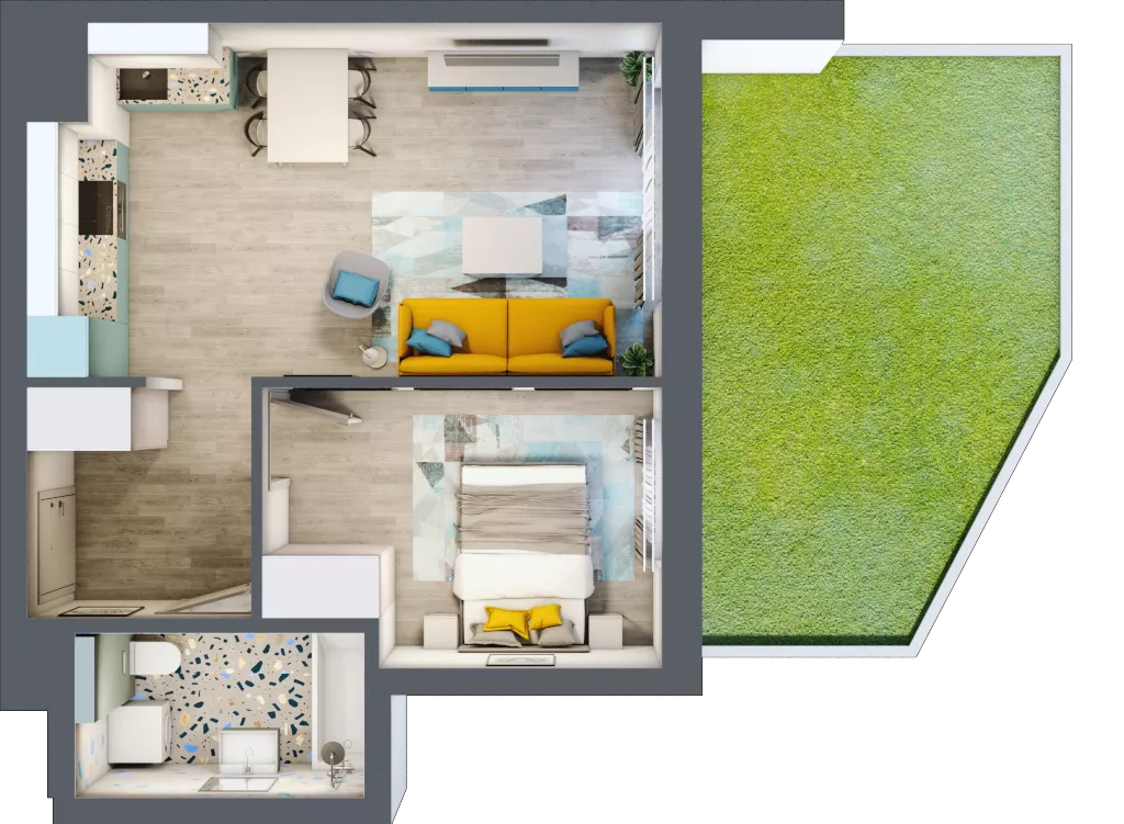 2 pokoje, mieszkanie 41,42 m², parter, oferta nr B1/9, Leśna Góra, Gdańsk, Brętowo, Niedźwiednik, ul. Leśna Góra