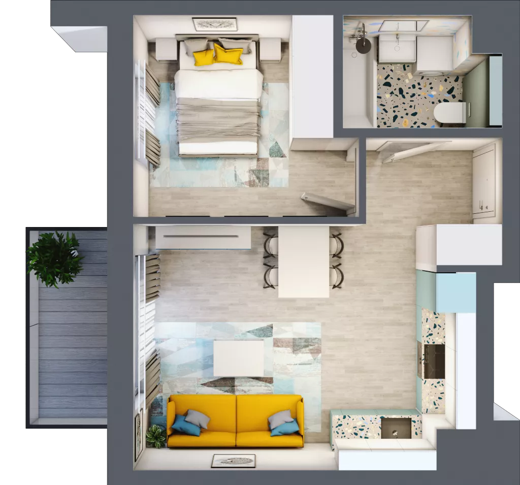 2 pokoje, mieszkanie 35,71 m², piętro 1, oferta nr B1/15, Leśna Góra, Gdańsk, Brętowo, Niedźwiednik, ul. Leśna Góra