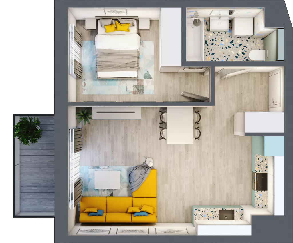 2 pokoje, mieszkanie 41,75 m², piętro 1, oferta nr B1/16, Leśna Góra, Gdańsk, Brętowo, Niedźwiednik, ul. Leśna Góra