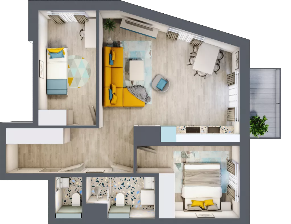 3 pokoje, mieszkanie 58,57 m², piętro 1, oferta nr B1/19, Leśna Góra, Gdańsk, Brętowo, Niedźwiednik, ul. Leśna Góra