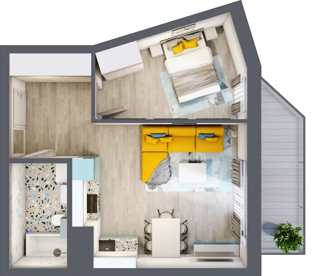 2 pokoje, mieszkanie 40,44 m², piętro 2, oferta nr B1/21, Leśna Góra, Gdańsk, Brętowo, Niedźwiednik, ul. Leśna Góra