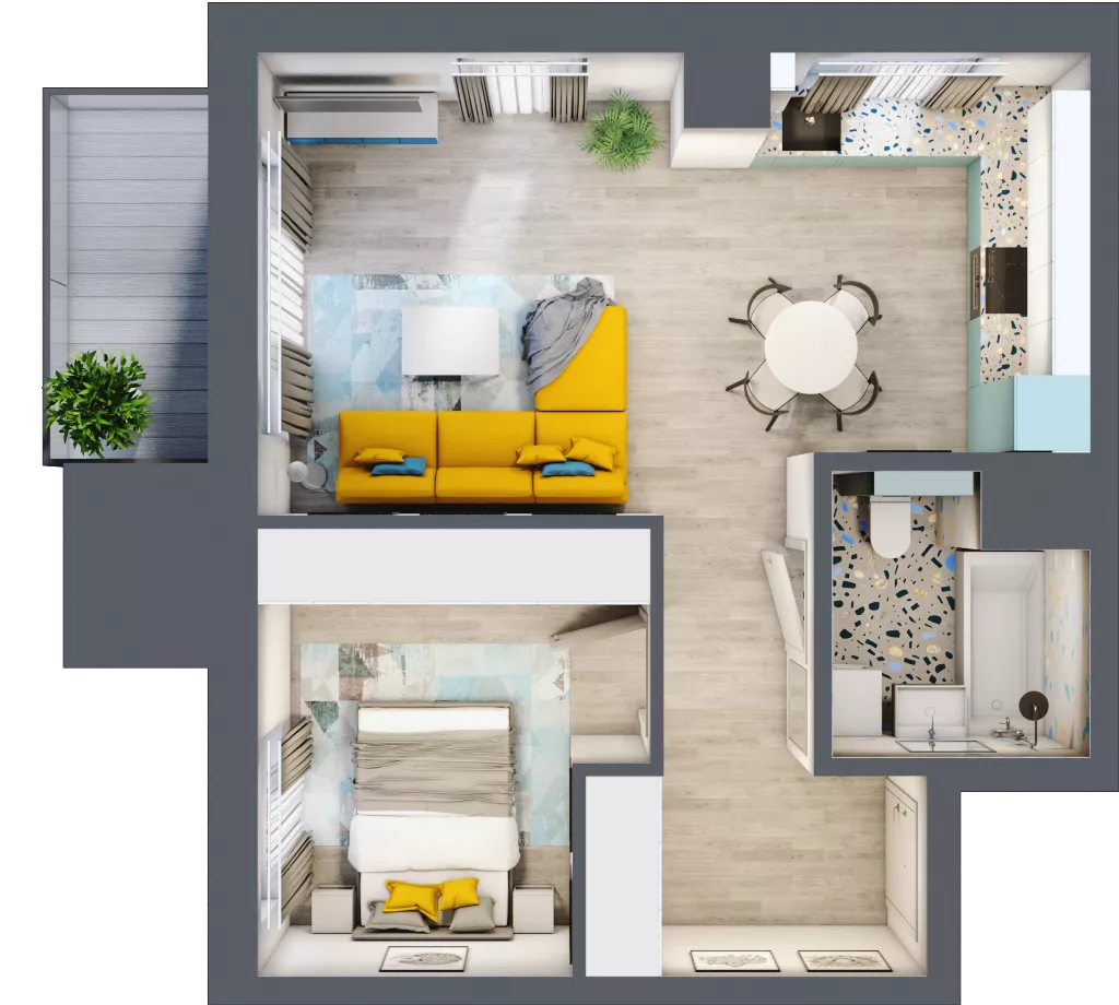 2 pokoje, mieszkanie 43,80 m², piętro 2, oferta nr B1/23, Leśna Góra, Gdańsk, Brętowo, Niedźwiednik, ul. Leśna Góra