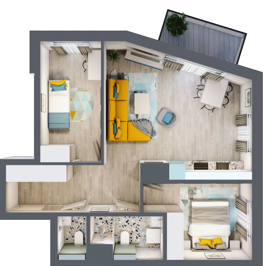 3 pokoje, mieszkanie 58,56 m², piętro 2, oferta nr B1/28, Leśna Góra, Gdańsk, Brętowo, Niedźwiednik, ul. Leśna Góra