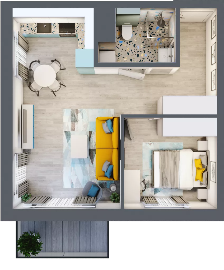 2 pokoje, mieszkanie 42,85 m², piętro 3, oferta nr B1/31, Leśna Góra, Gdańsk, Brętowo, Niedźwiednik, ul. Leśna Góra
