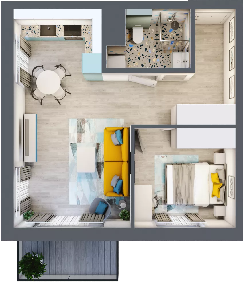 2 pokoje, mieszkanie 42,85 m², piętro 5, oferta nr B1/49, Leśna Góra, Gdańsk, Brętowo, Niedźwiednik, ul. Leśna Góra