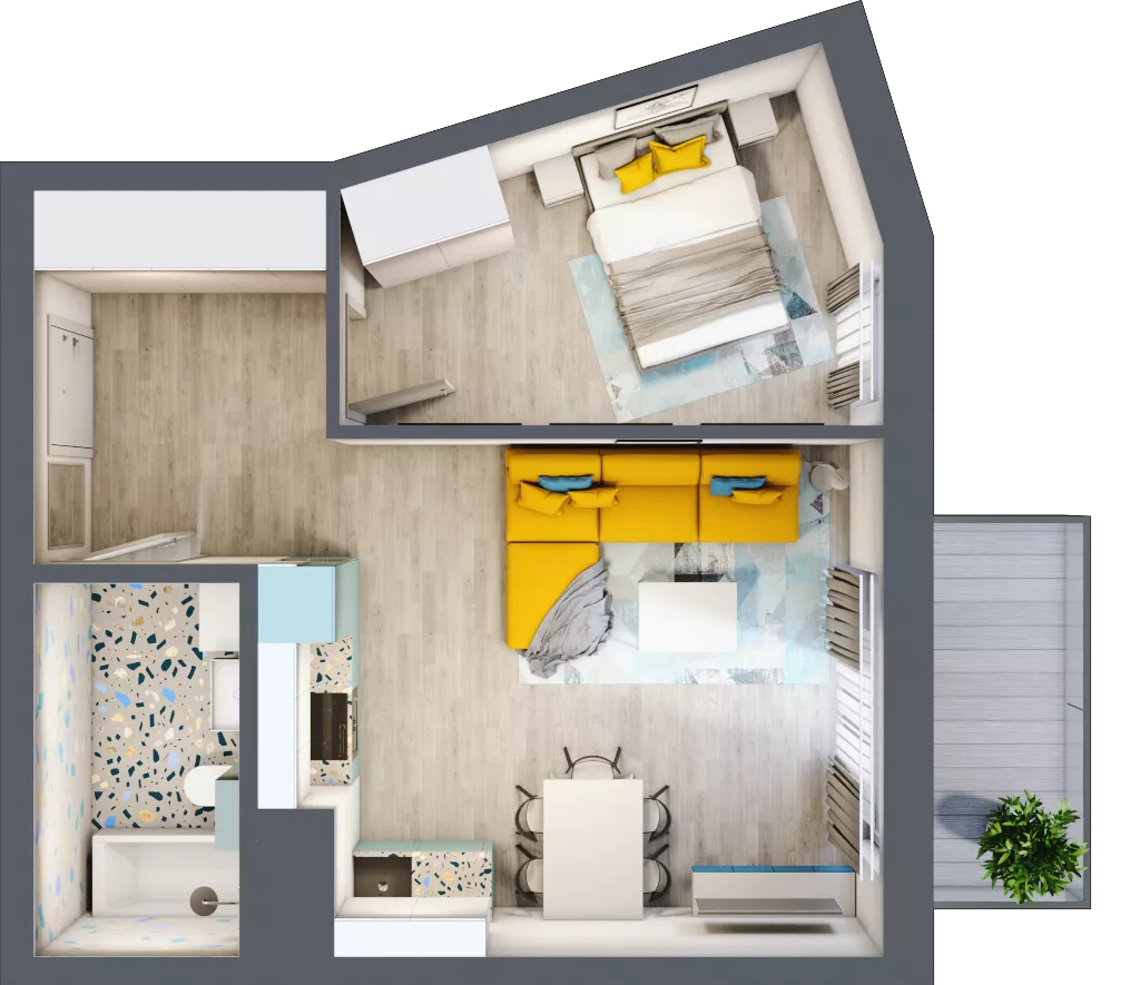 2 pokoje, mieszkanie 40,49 m², piętro 6, oferta nr B1/57, Leśna Góra, Gdańsk, Brętowo, Niedźwiednik, ul. Leśna Góra
