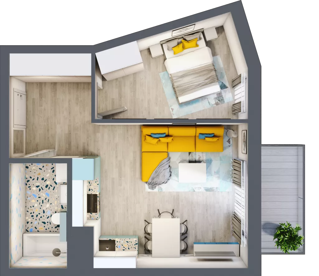 2 pokoje, mieszkanie 40,63 m², piętro 8, oferta nr B1/73, Leśna Góra, Gdańsk, Brętowo, Niedźwiednik, ul. Leśna Góra