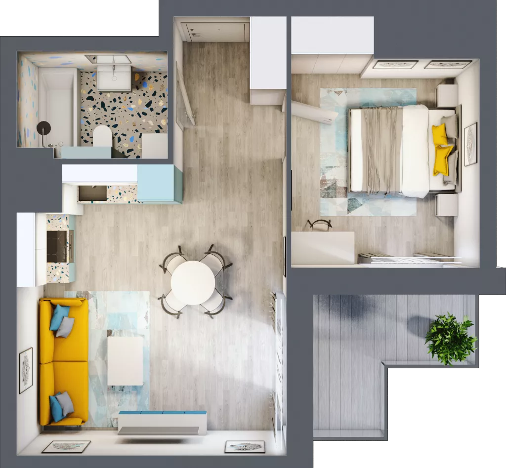 2 pokoje, mieszkanie 41,72 m², piętro 4, oferta nr B1/32, Locus 2 - etap I, Rumia, Janowo, ul. Dąbrowskiego