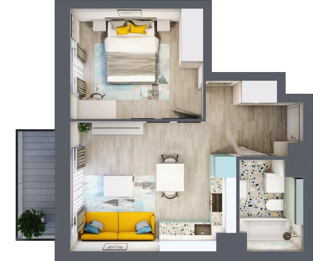 2 pokoje, mieszkanie 38,06 m², piętro 3, oferta nr B1/66, Locus 2 - etap I, Rumia, Janowo, ul. Dąbrowskiego