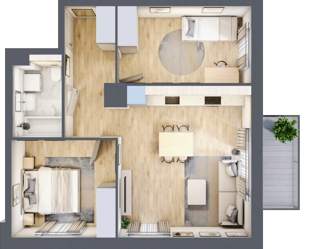 3 pokoje, mieszkanie 54,45 m², piętro 1, oferta nr B11/12, Osiedle przy Błoniach 3 - etap IV, Rumia, Janowo, ul. Błoń Janowskich 
