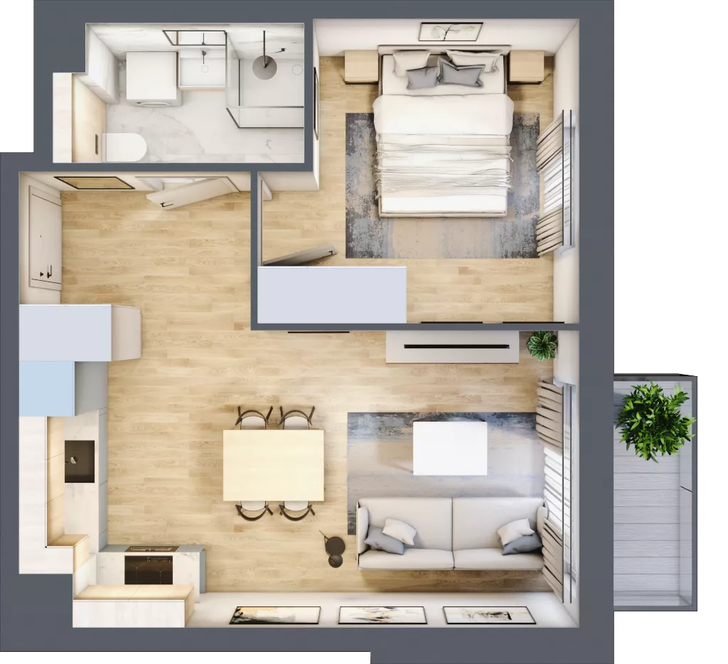 2 pokoje, mieszkanie 38,32 m², piętro 1, oferta nr B12/13, Osiedle przy Błoniach 3 - etap IV, Rumia, Janowo, ul. Błoń Janowskich 