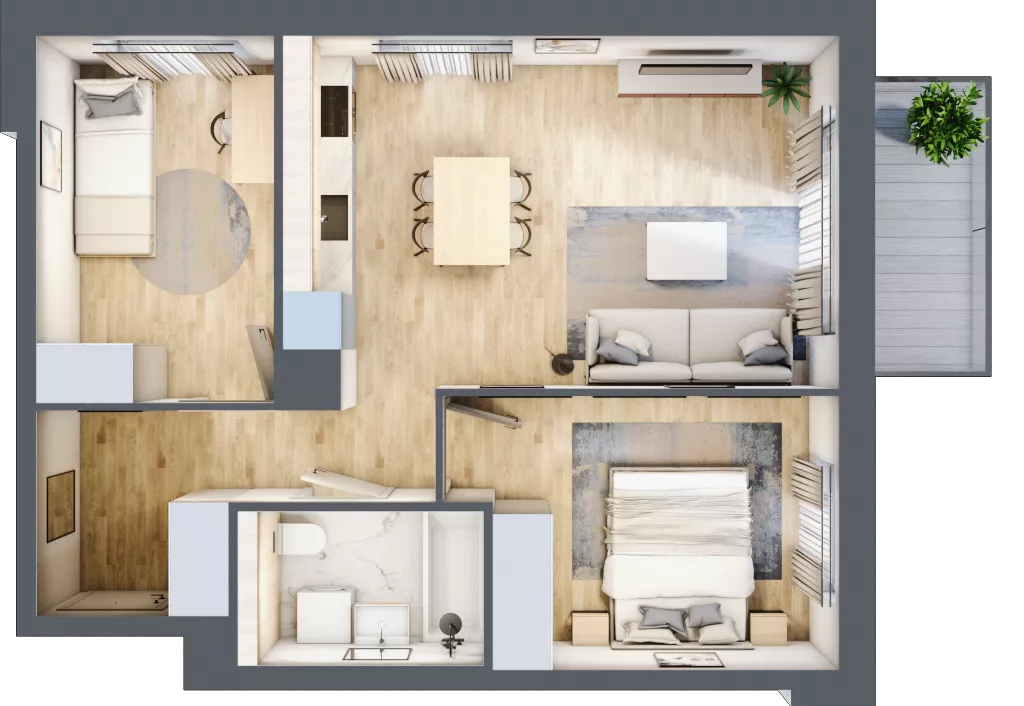 3 pokoje, mieszkanie 51,73 m², piętro 1, oferta nr B12/12, Osiedle przy Błoniach 3 - etap IV, Rumia, Janowo, ul. Błoń Janowskich 