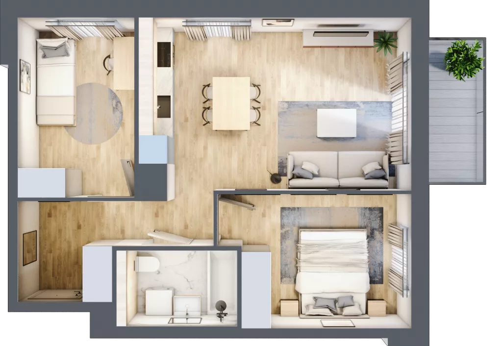 3 pokoje, mieszkanie 51,63 m², piętro 2, oferta nr B12/19, Osiedle przy Błoniach 3 - etap IV, Rumia, Janowo, ul. Błoń Janowskich 