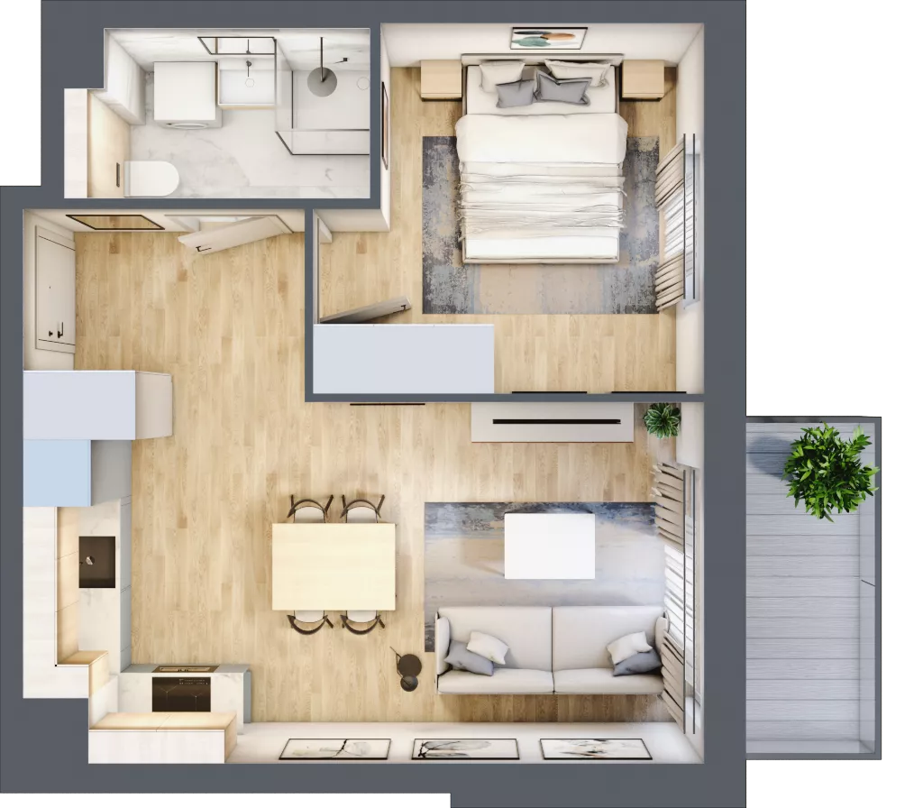 2 pokoje, mieszkanie 38,32 m², piętro 2, oferta nr B12/20, Osiedle przy Błoniach 3 - etap IV, Rumia, Janowo, ul. Błoń Janowskich 