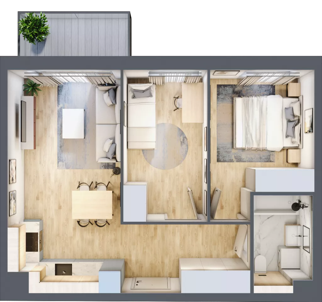 3 pokoje, mieszkanie 49,76 m², piętro 2, oferta nr B5/29, Osiedle przy Błoniach 3 - etap IV, Rumia, Janowo, ul. Błoń Janowskich 
