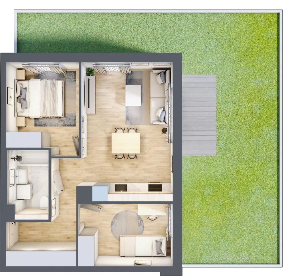3 pokoje, mieszkanie 50,80 m², parter, oferta nr B5/10, Osiedle przy Błoniach 3 - etap IV, Rumia, Janowo, ul. Błoń Janowskich 