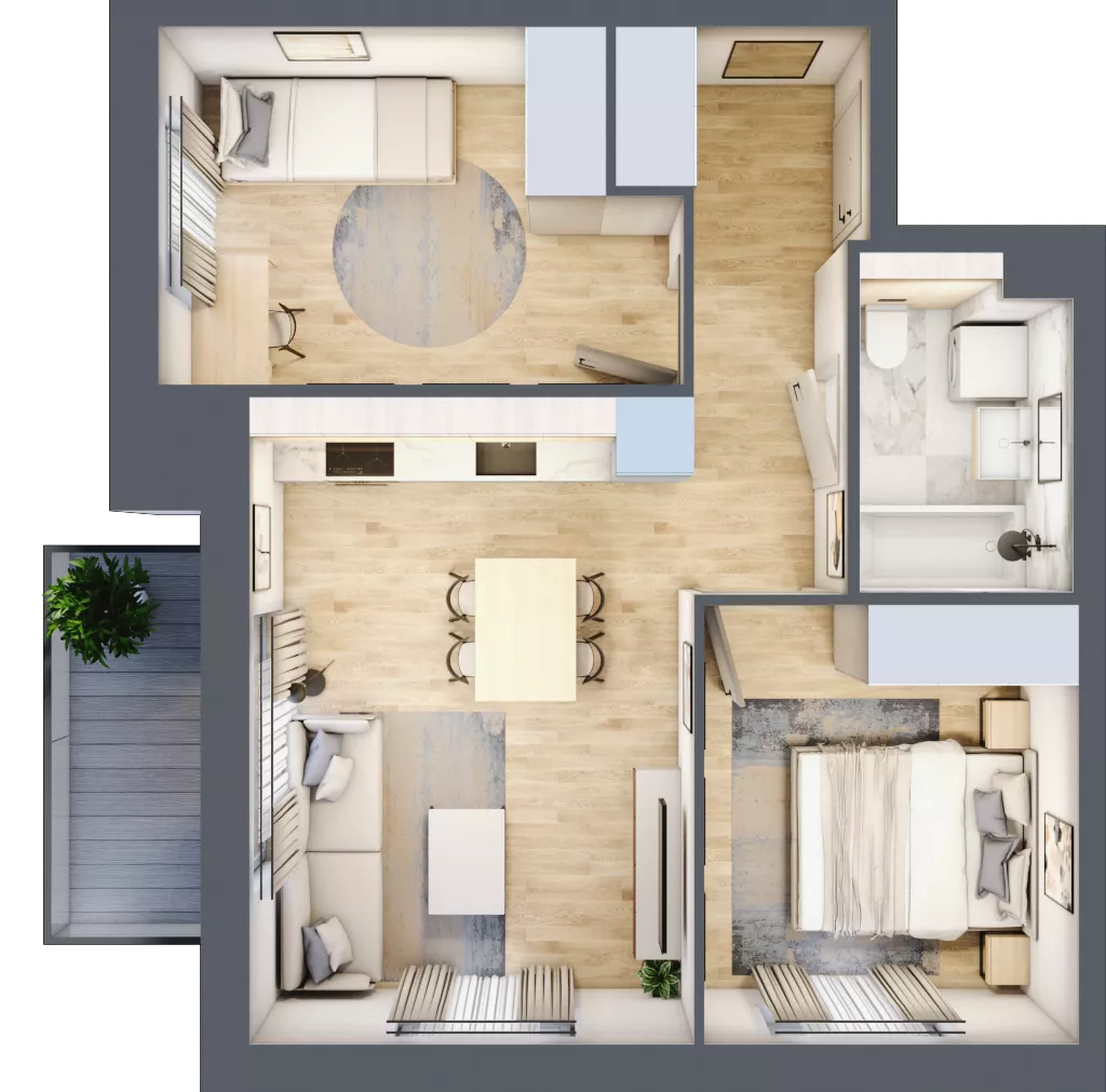 3 pokoje, mieszkanie 47,48 m², piętro 2, oferta nr B5/26, Osiedle przy Błoniach 3 - etap IV, Rumia, Janowo, ul. Błoń Janowskich 