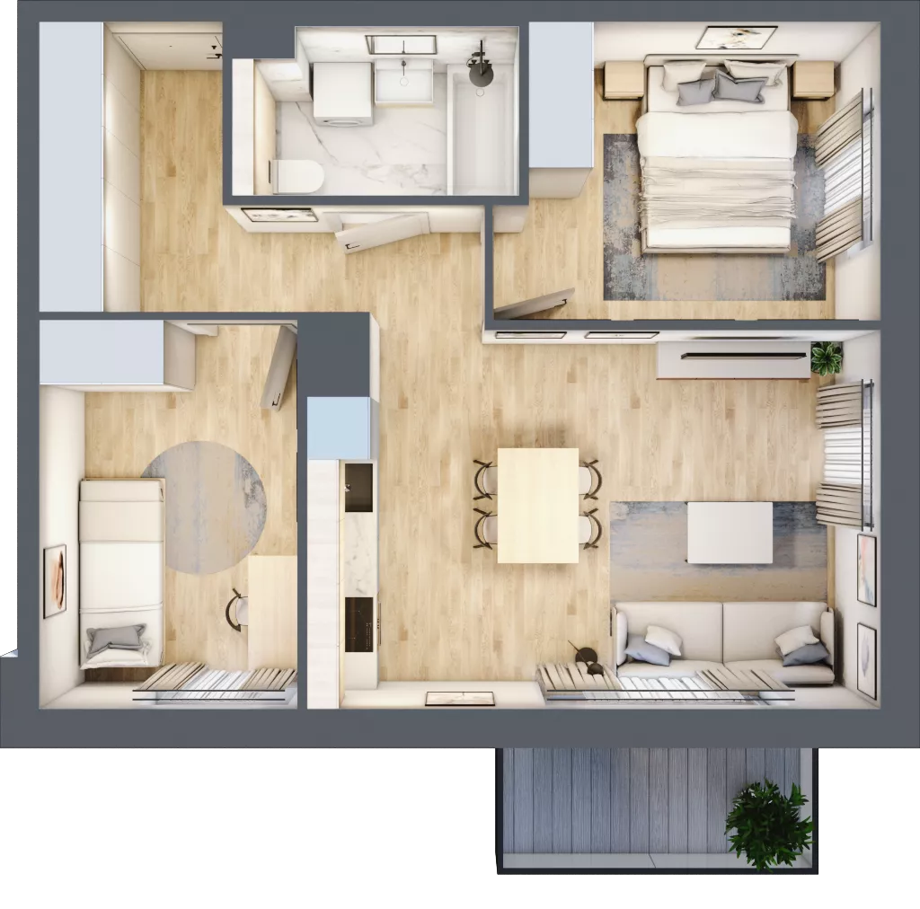 3 pokoje, mieszkanie 50,85 m², piętro 2, oferta nr B5/33, Osiedle przy Błoniach 3 - etap IV, Rumia, Janowo, ul. Błoń Janowskich 