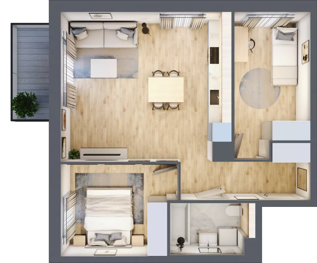 3 pokoje, mieszkanie 55,65 m², piętro 1, oferta nr B5/20, Osiedle przy Błoniach 3 - etap IV, Rumia, Janowo, ul. Błoń Janowskich 