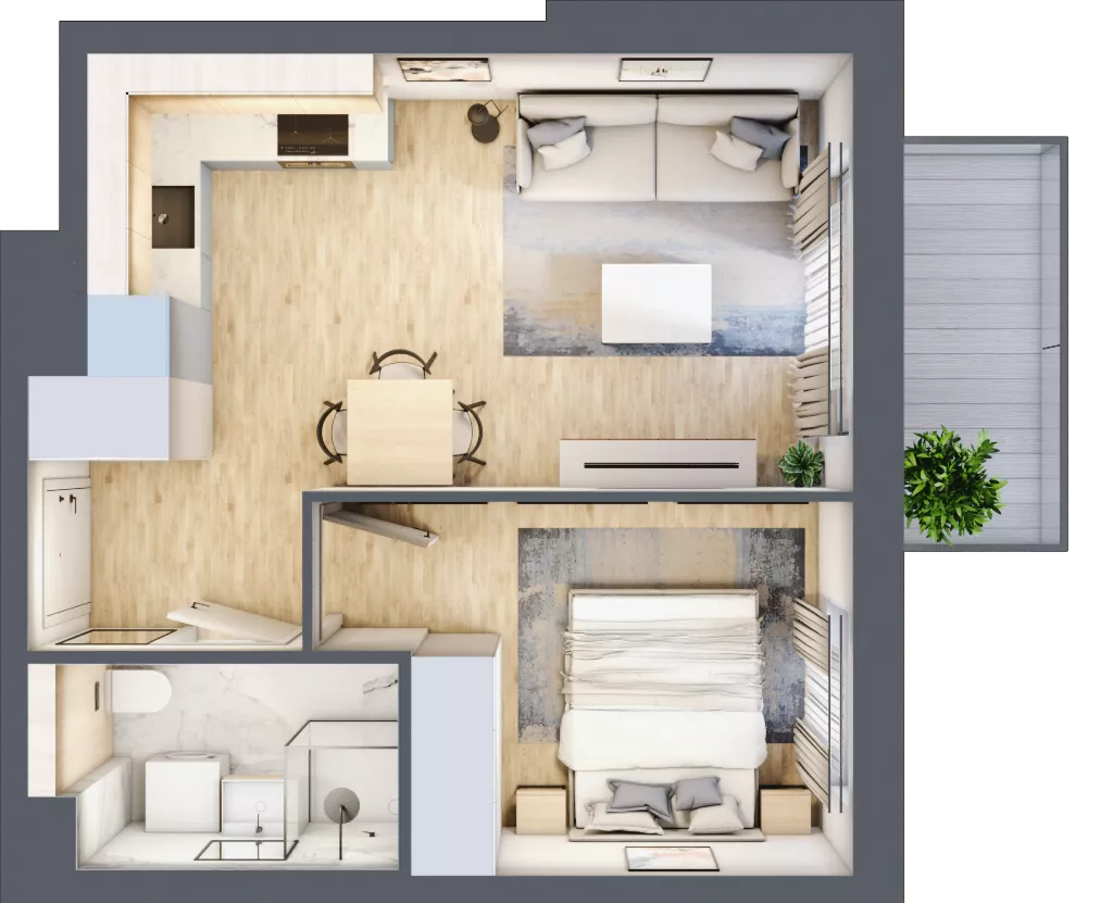 2 pokoje, mieszkanie 34,87 m², piętro 2, oferta nr B5/24, Osiedle przy Błoniach 3 - etap IV, Rumia, Janowo, ul. Błoń Janowskich 