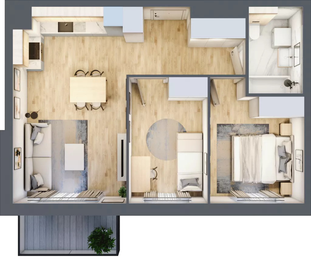 3 pokoje, mieszkanie 52,56 m², piętro 3, oferta nr B5/41, Osiedle przy Błoniach 3 - etap IV, Rumia, Janowo, ul. Błoń Janowskich 