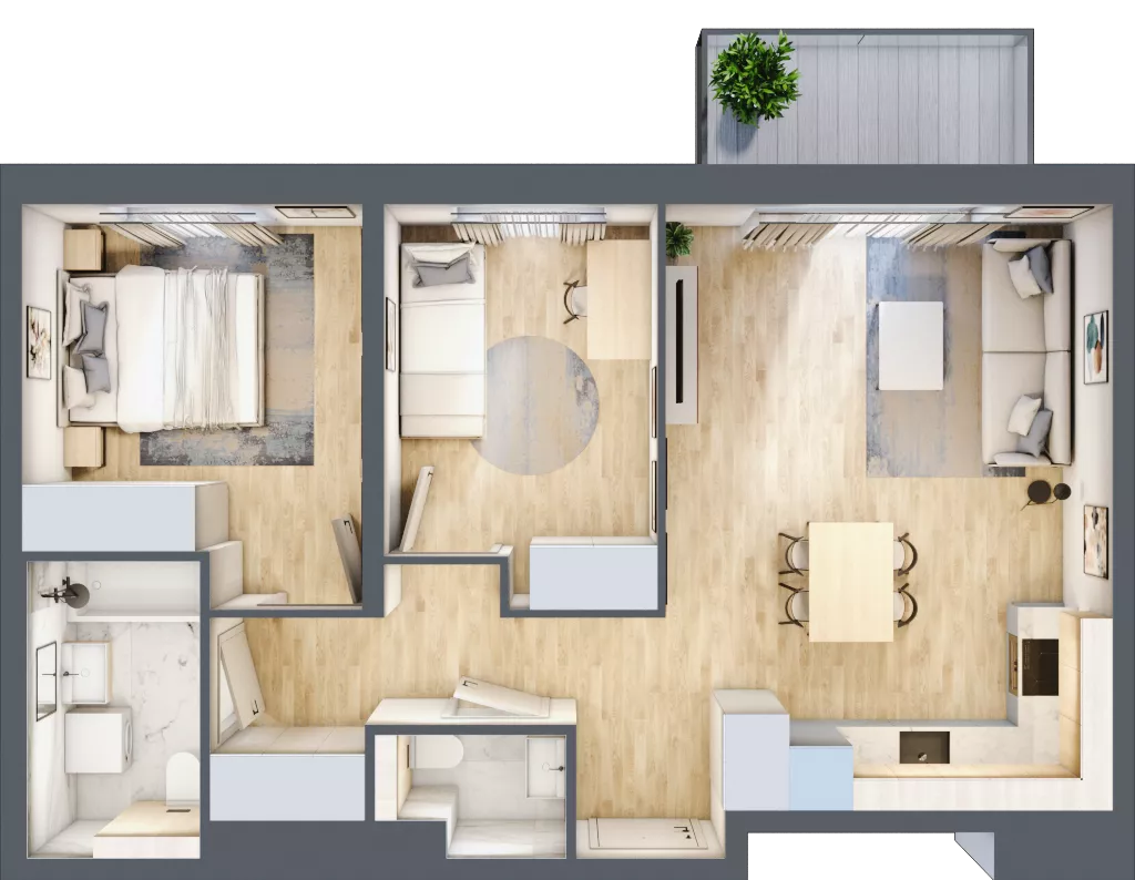 3 pokoje, mieszkanie 57,99 m², piętro 3, oferta nr B5/38, Osiedle przy Błoniach 3 - etap IV, Rumia, Janowo, ul. Błoń Janowskich 