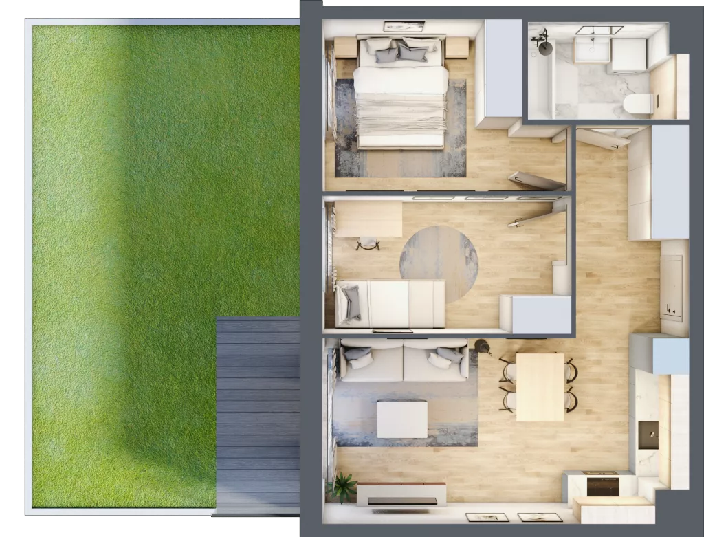 3 pokoje, mieszkanie 49,52 m², parter, oferta nr B5/6, Osiedle przy Błoniach 3 - etap IV, Rumia, Janowo, ul. Błoń Janowskich 