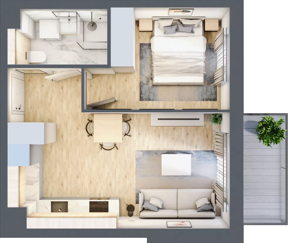 2 pokoje, mieszkanie 35,61 m², piętro 2, oferta nr B5/35, Osiedle przy Błoniach 3 - etap IV, Rumia, Janowo, ul. Błoń Janowskich 