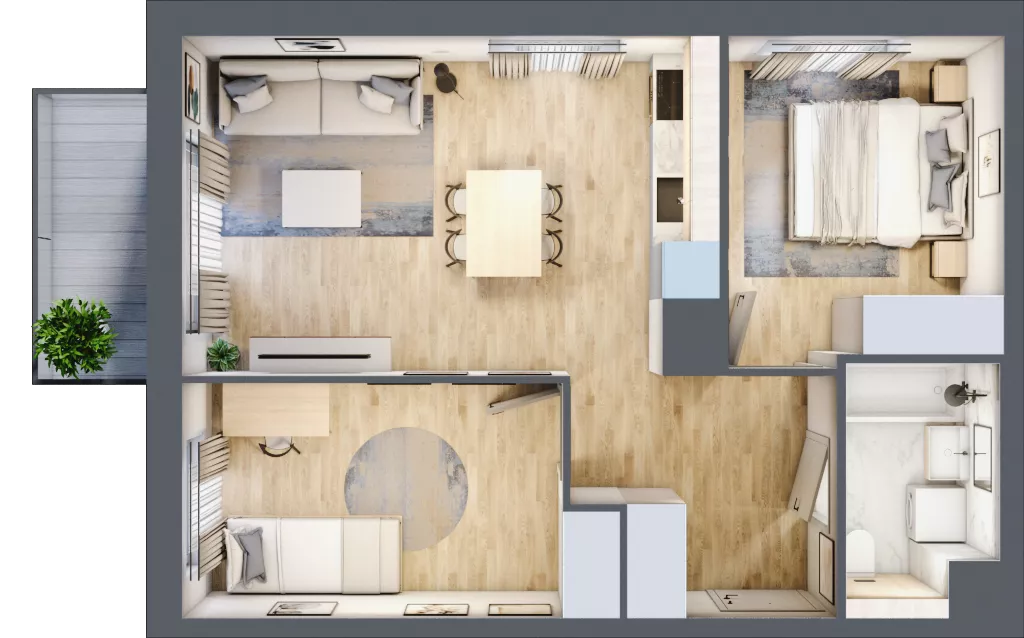 3 pokoje, mieszkanie 50,83 m², piętro 2, oferta nr B5/27, Osiedle przy Błoniach 3 - etap IV, Rumia, Janowo, ul. Błoń Janowskich 