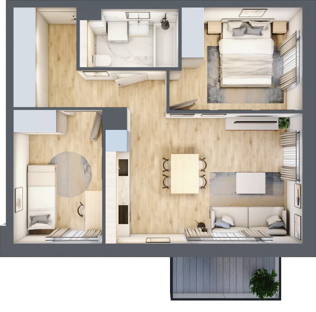 3 pokoje, mieszkanie 50,95 m², piętro 1, oferta nr B5/21, Osiedle przy Błoniach 3 - etap IV, Rumia, Janowo, ul. Błoń Janowskich 