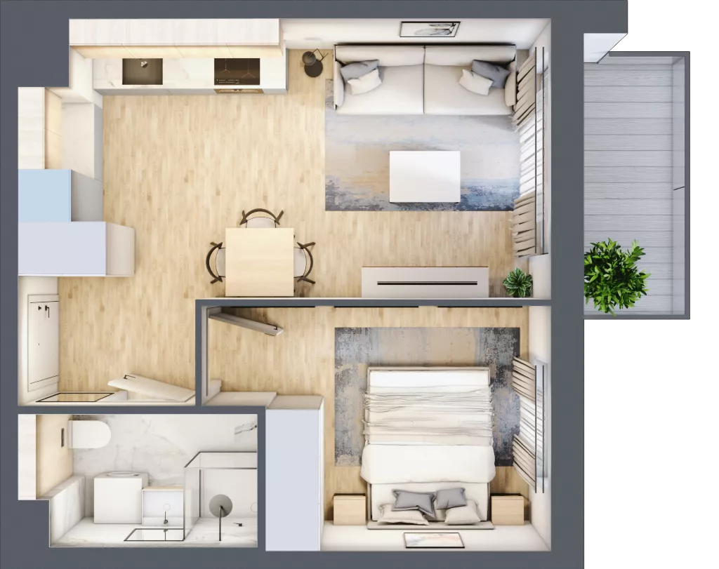 2 pokoje, mieszkanie 35,58 m², piętro 1, oferta nr B5/22, Osiedle przy Błoniach 3 - etap IV, Rumia, Janowo, ul. Błoń Janowskich 