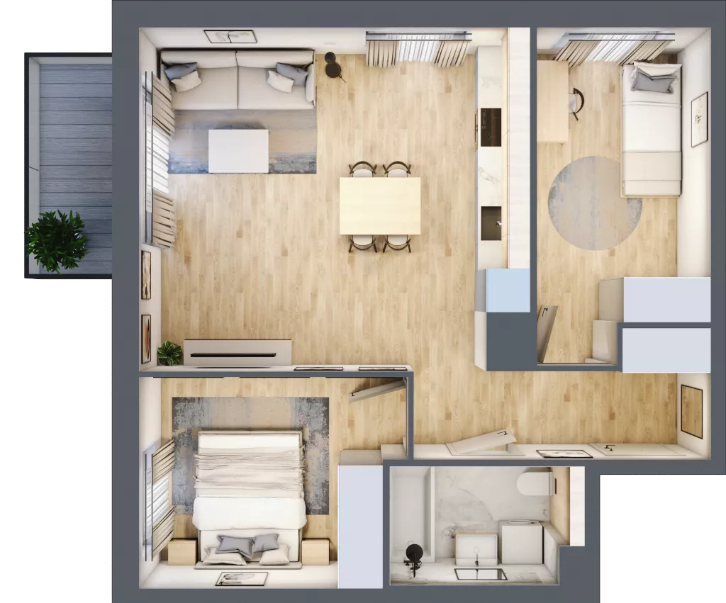 3 pokoje, mieszkanie 55,54 m², piętro 3, oferta nr B5/39, Osiedle przy Błoniach 3 - etap IV, Rumia, Janowo, ul. Błoń Janowskich 