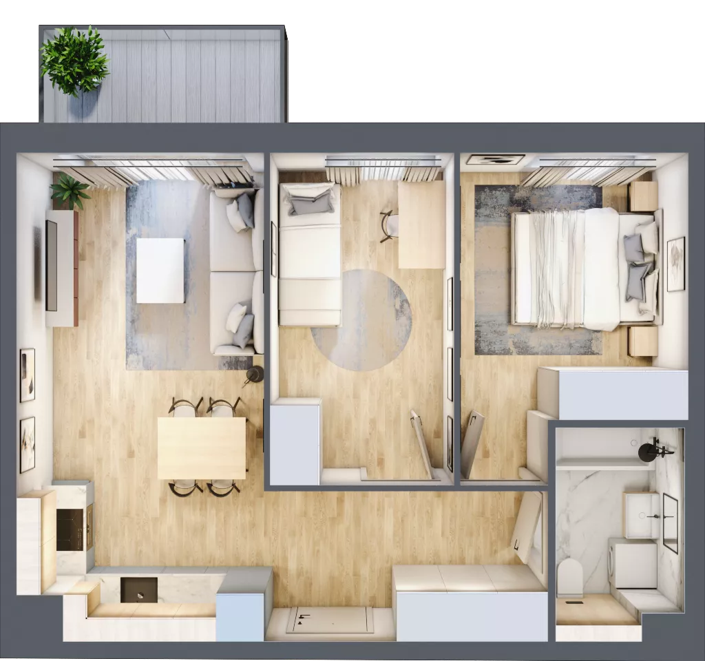 3 pokoje, mieszkanie 49,76 m², piętro 1, oferta nr B5/17, Osiedle przy Błoniach 3 - etap IV, Rumia, Janowo, ul. Błoń Janowskich 