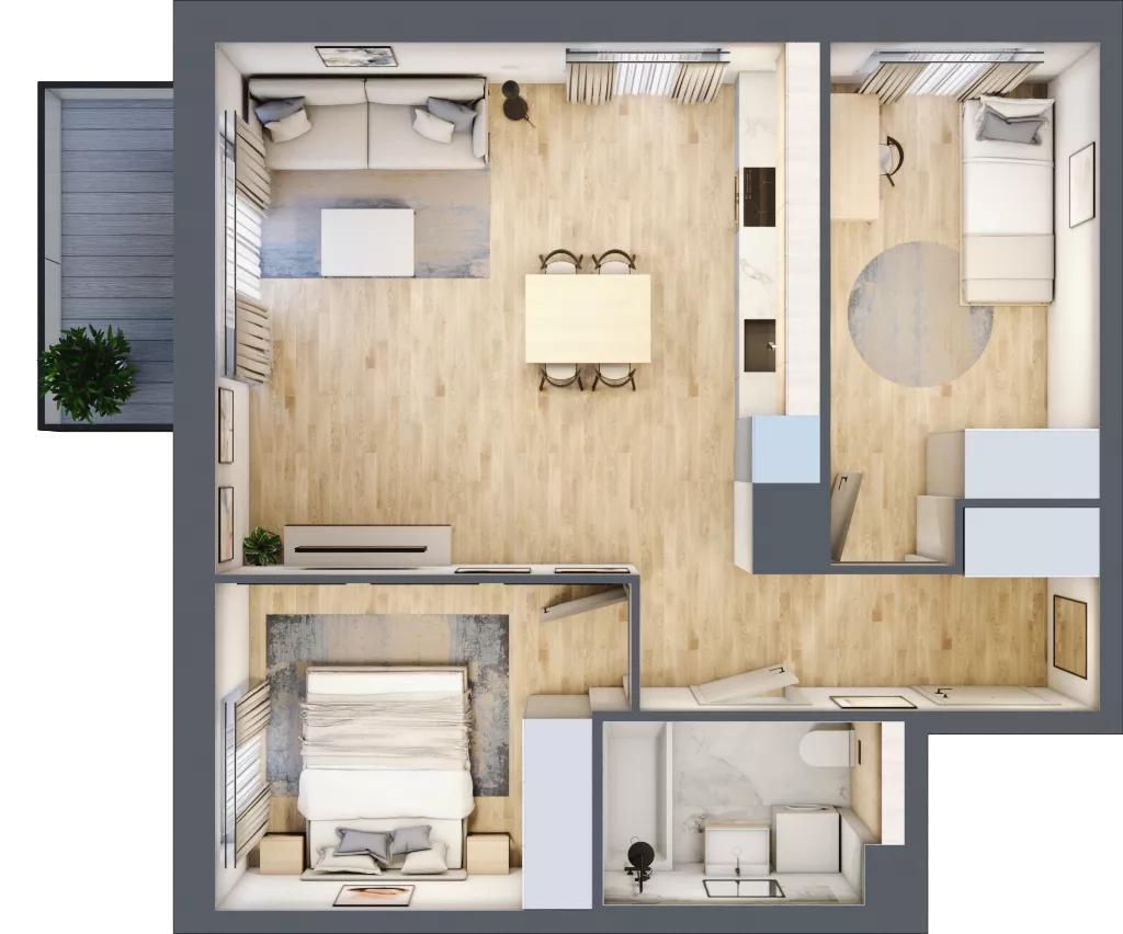 3 pokoje, mieszkanie 55,54 m², piętro 2, oferta nr B5/32, Osiedle przy Błoniach 3 - etap IV, Rumia, Janowo, ul. Błoń Janowskich 