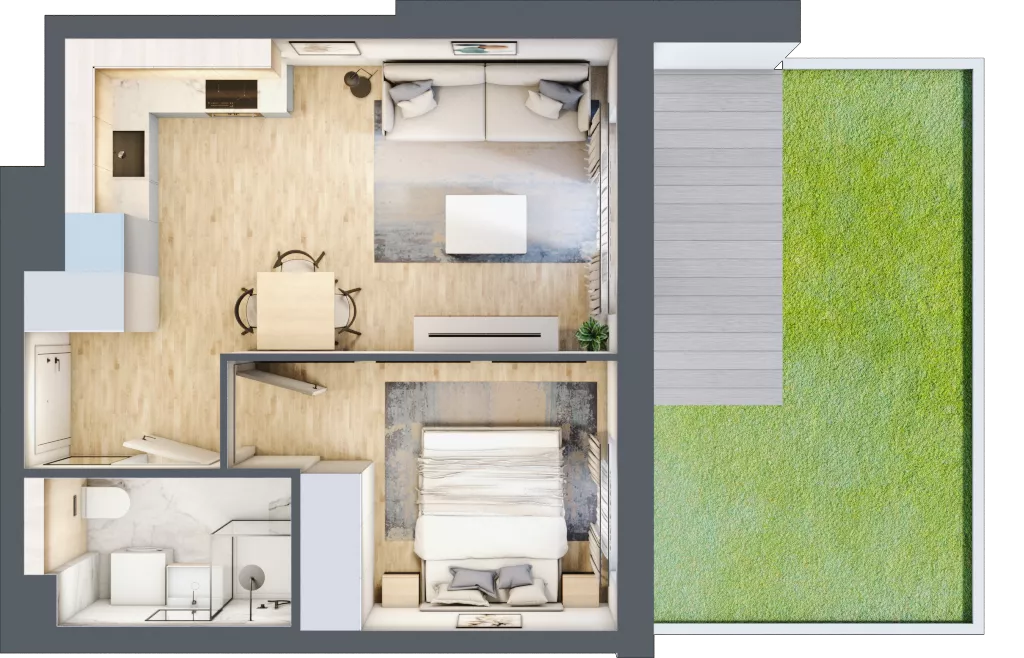 2 pokoje, mieszkanie 34,76 m², parter, oferta nr B5/1, Osiedle przy Błoniach 3 - etap IV, Rumia, Janowo, ul. Błoń Janowskich 