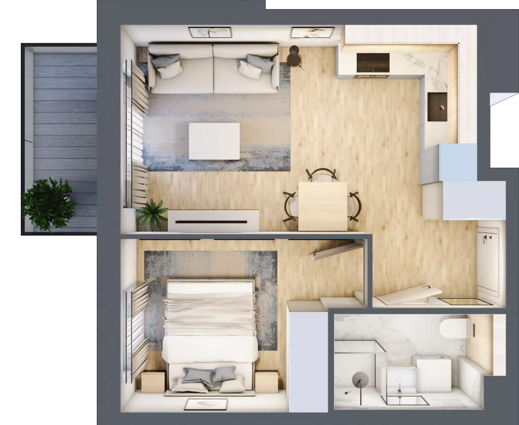 2 pokoje, mieszkanie 35,64 m², piętro 1, oferta nr B6/24, Osiedle przy Błoniach 3 - etap IV, Rumia, Janowo, ul. Błoń Janowskich 