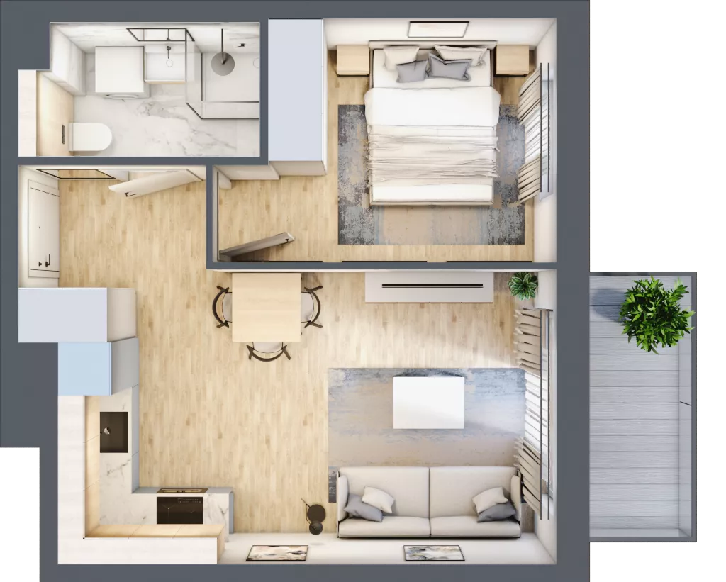 2 pokoje, mieszkanie 35,47 m², piętro 1, oferta nr B6/18, Osiedle przy Błoniach 3 - etap IV, Rumia, Janowo, ul. Błoń Janowskich 
