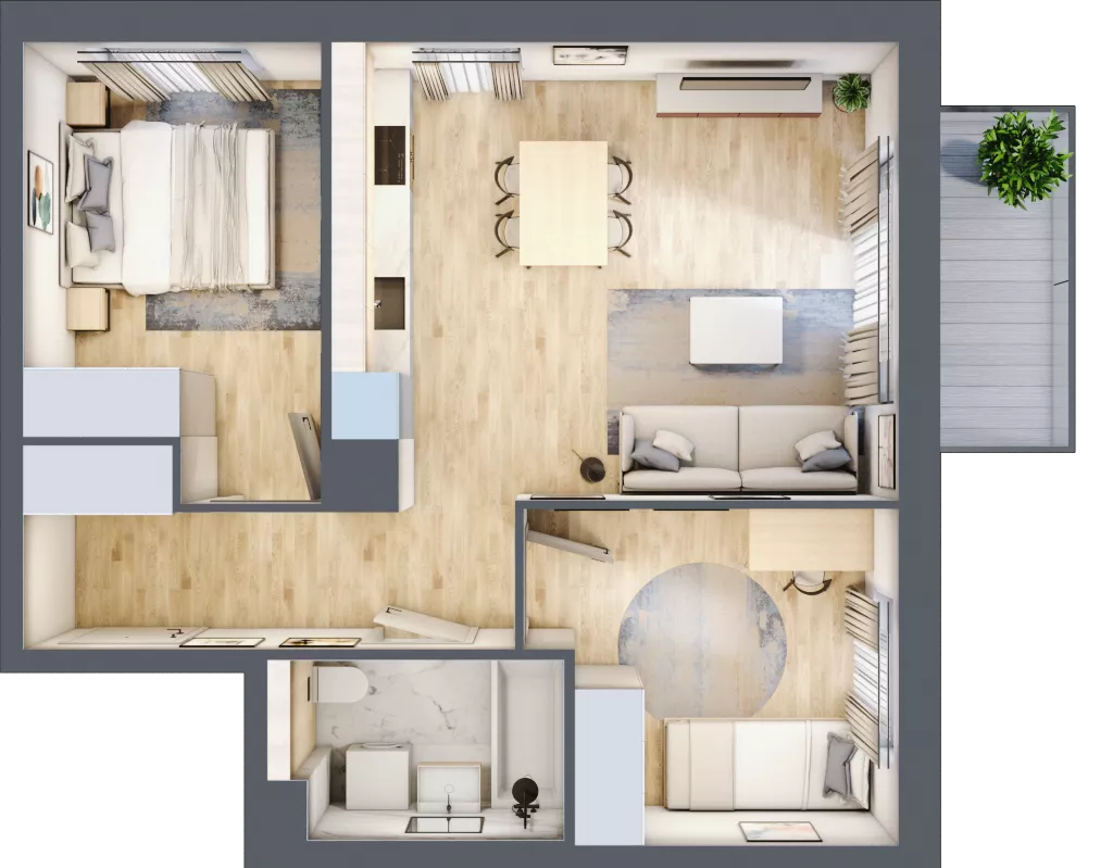 3 pokoje, mieszkanie 50,39 m², piętro 1, oferta nr B6/15, Osiedle przy Błoniach 3 - etap IV, Rumia, Janowo, ul. Błoń Janowskich 