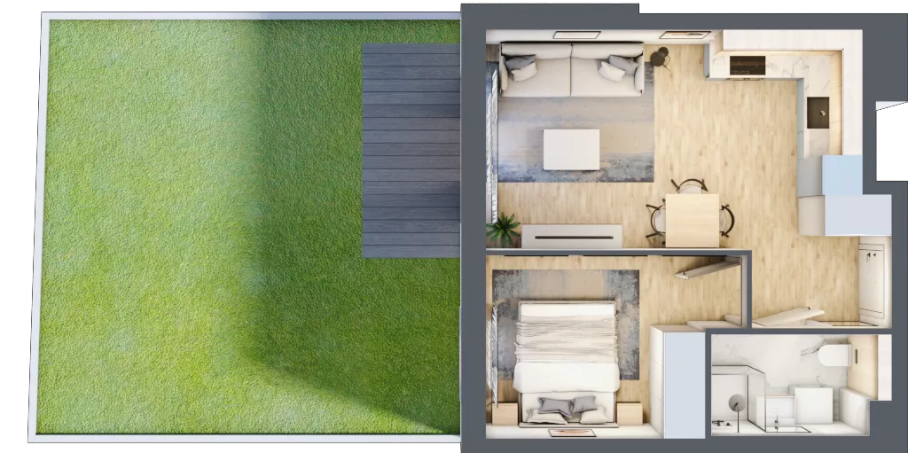 2 pokoje, mieszkanie 35,52 m², parter, oferta nr B6/8, Osiedle przy Błoniach 3 - etap IV, Rumia, Janowo, ul. Błoń Janowskich 
