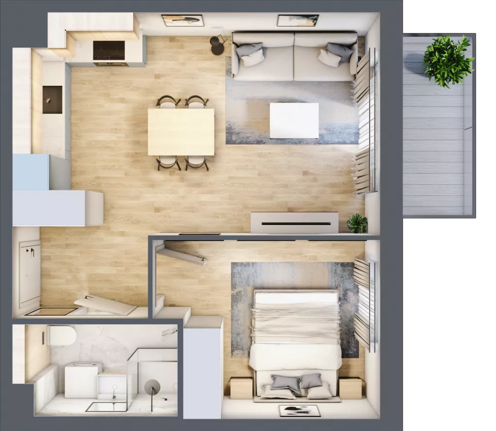 2 pokoje, mieszkanie 39,61 m², piętro 1, oferta nr B6/16, Osiedle przy Błoniach 3 - etap IV, Rumia, Janowo, ul. Błoń Janowskich 