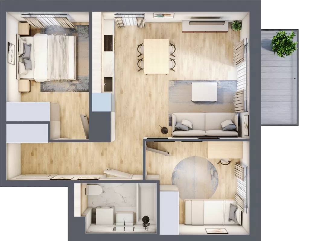3 pokoje, mieszkanie 50,19 m², piętro 4, oferta nr B6/48, Osiedle przy Błoniach 3 - etap IV, Rumia, Janowo, ul. Błoń Janowskich 