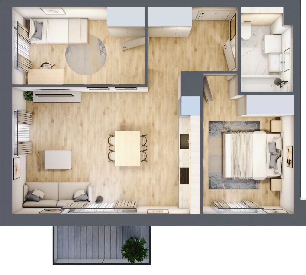 3 pokoje, mieszkanie 55,93 m², piętro 1, oferta nr B6/20, Osiedle przy Błoniach 3 - etap IV, Rumia, Janowo, ul. Błoń Janowskich 