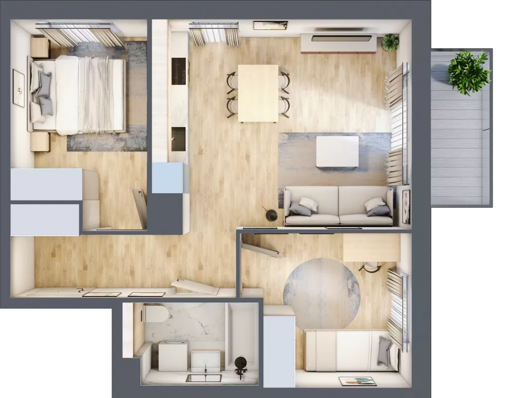 3 pokoje, mieszkanie 50,30 m², piętro 2, oferta nr B6/27, Osiedle przy Błoniach 3 - etap IV, Rumia, Janowo, ul. Błoń Janowskich 