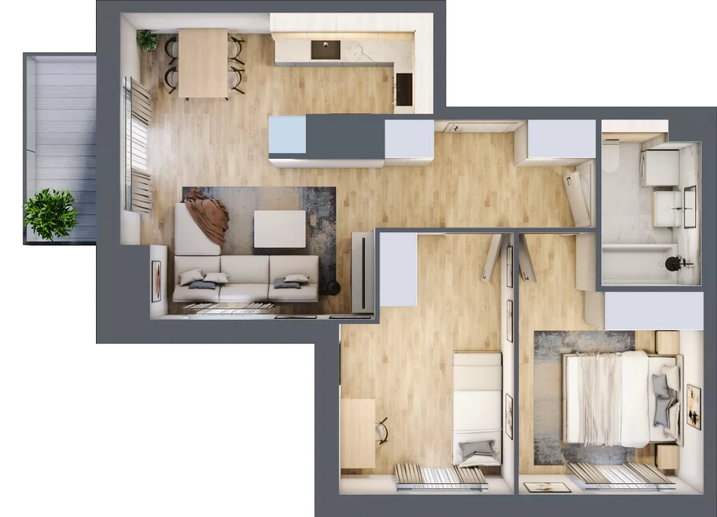 3 pokoje, mieszkanie 53,42 m², piętro 4, oferta nr B6/52, Osiedle przy Błoniach 3 - etap IV, Rumia, Janowo, ul. Błoń Janowskich 