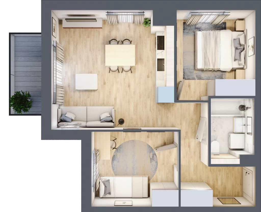 3 pokoje, mieszkanie 49,53 m², piętro 3, oferta nr B6/38, Osiedle przy Błoniach 3 - etap IV, Rumia, Janowo, ul. Błoń Janowskich 