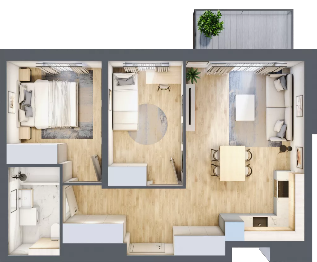 3 pokoje, mieszkanie 53,63 m², piętro 4, oferta nr B6/54, Osiedle przy Błoniach 3 - etap IV, Rumia, Janowo, ul. Błoń Janowskich 