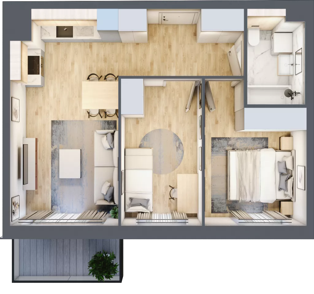 3 pokoje, mieszkanie 48,72 m², piętro 4, oferta nr B6/50, Osiedle przy Błoniach 3 - etap IV, Rumia, Janowo, ul. Błoń Janowskich 