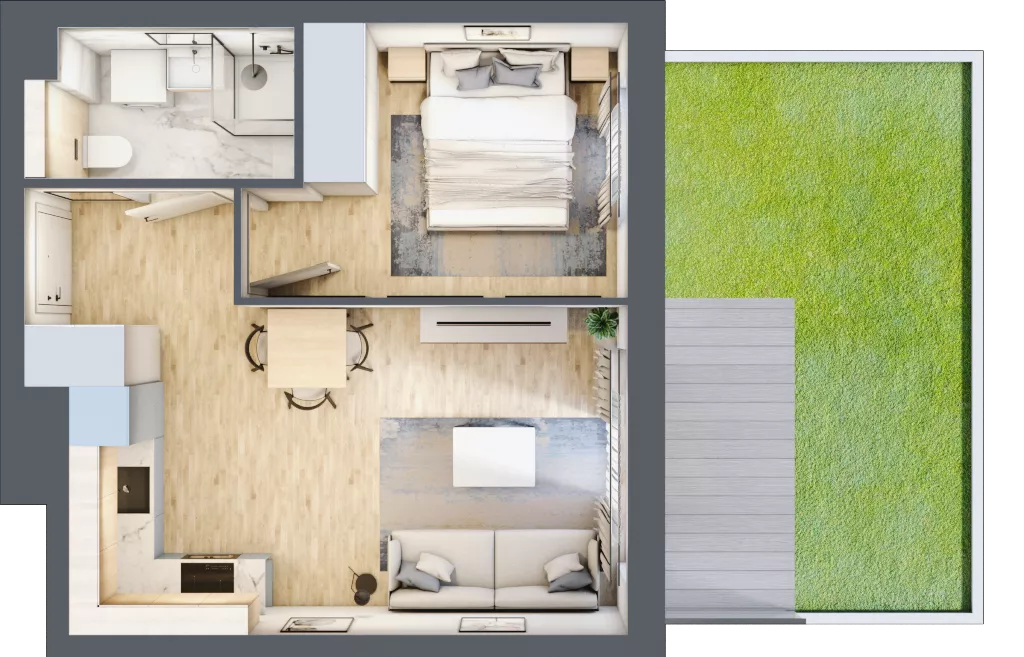 2 pokoje, mieszkanie 35,24 m², parter, oferta nr B6/2, Osiedle przy Błoniach 3 - etap IV, Rumia, Janowo, ul. Błoń Janowskich 