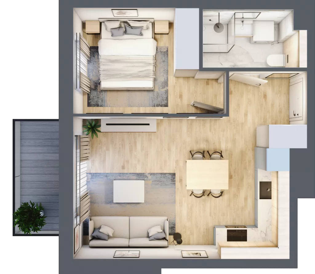 2 pokoje, mieszkanie 37,96 m², piętro 2, oferta nr B6/25, Osiedle przy Błoniach 3 - etap IV, Rumia, Janowo, ul. Błoń Janowskich 